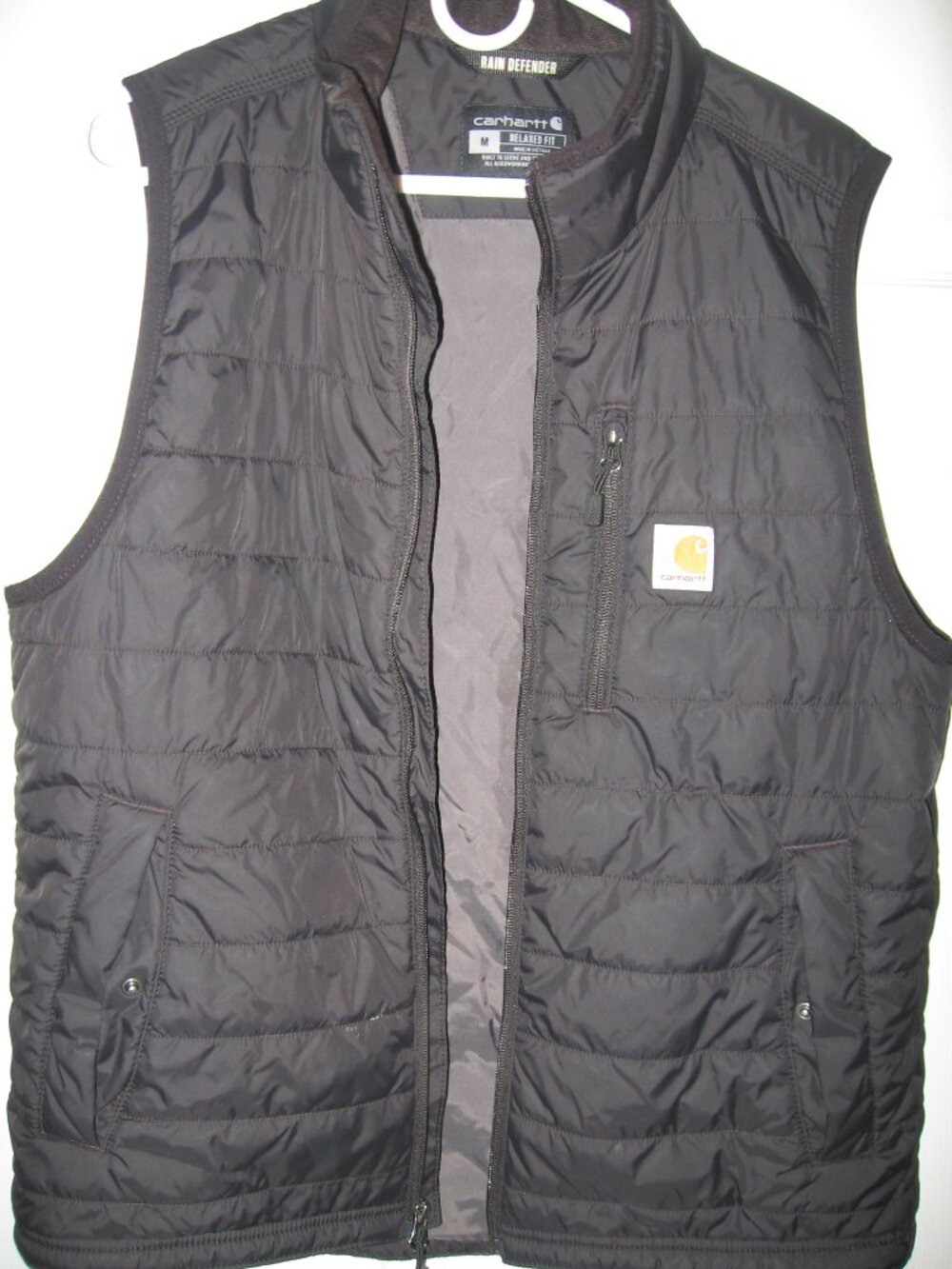 Carhartt Rain Defender Insulated Vest Unisex Size Medium Relaxed Fit Black